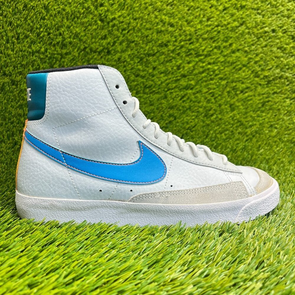 Nike Blazer Mid 77 Boys Size 6.5Y White Blue Casual Leather Shoes Sneakers